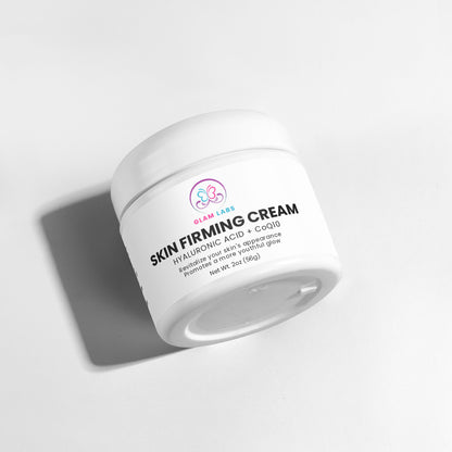 Glam Labs skin firming cream with hyaluronic acid and coq10 best cream to tighten skin in white jar