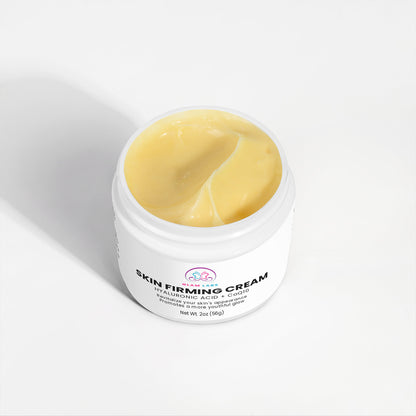 Glam Labs skin firming cream jar with yellow cream best cream to tighten skin for youthful glow