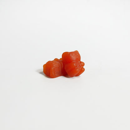 GlamLabs Collagen Gummies for Healthy Skin Hair Nails and Joints shaped like small bears in orange color