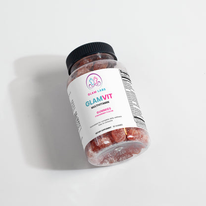 GlamLabs GLAMVIT multivitamin gummies bottle with multi vitamin gummies and multi vitamin supplements