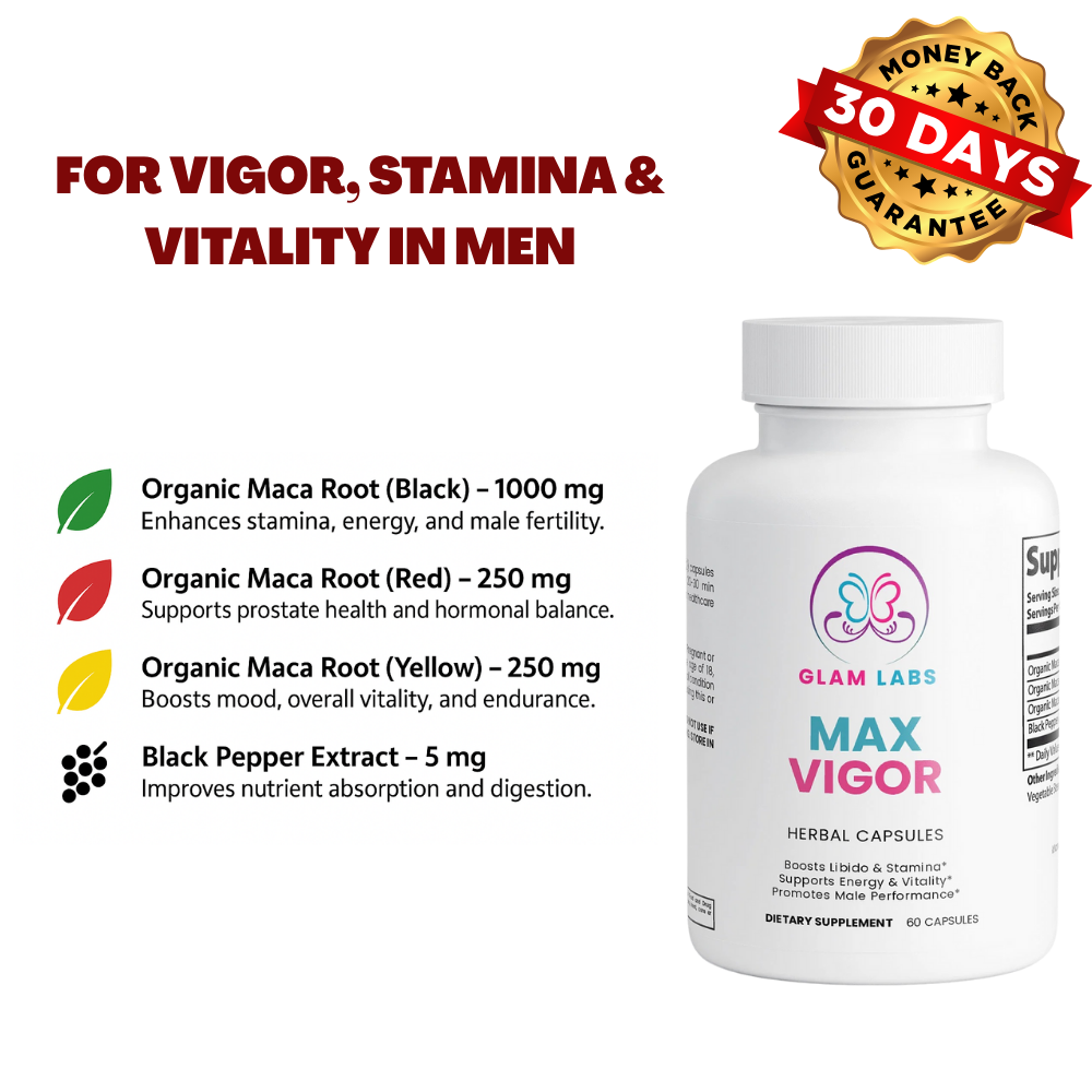 Max Vigor - Triple Maca Blend for Men's Power, Stamina & Libido Support